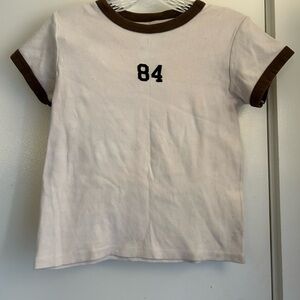 Brandy Melville White and Brown Short Sleeve Tee